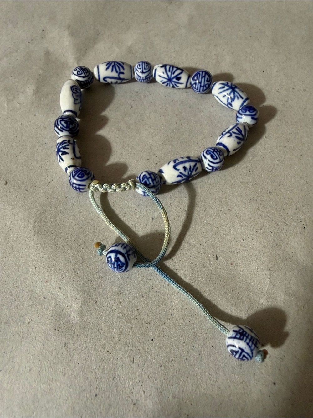 Blue and White Ceramic Bead Bracelet